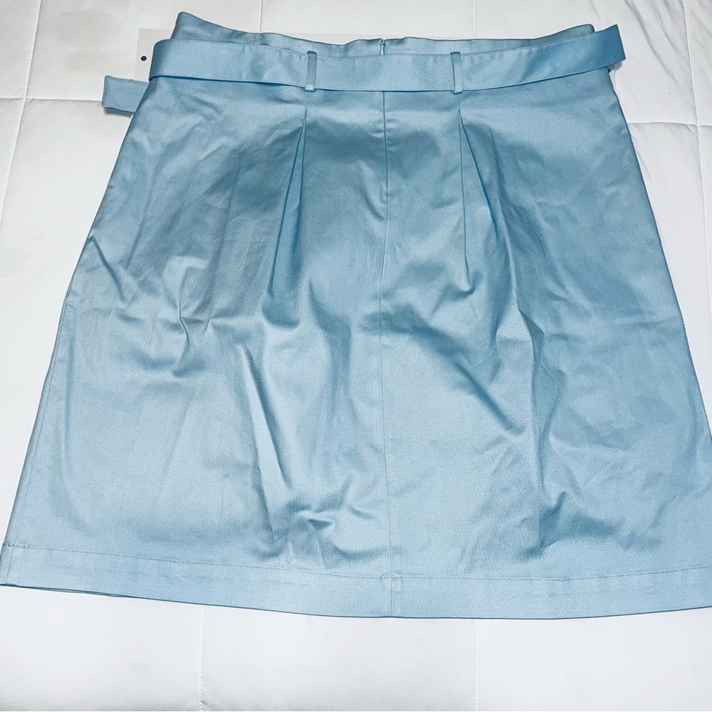 Ming Wang Blue Mini A-Line Skirt with Pleats for Casual Work